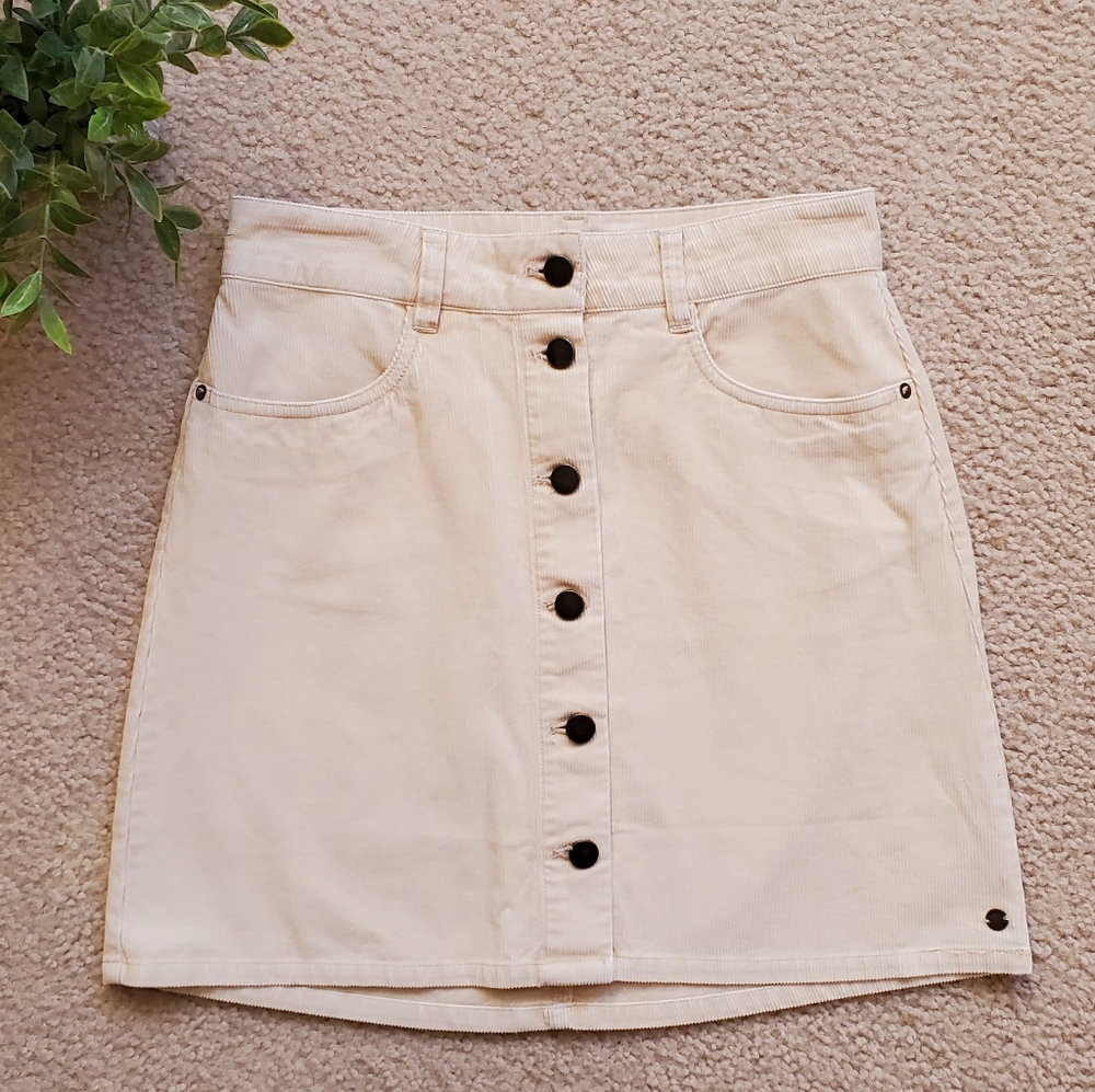 Roxy Beige Corduroy High-Waisted Skirt - S